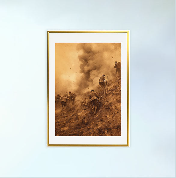 軍隊のシーンのアートポスター金フレームあり