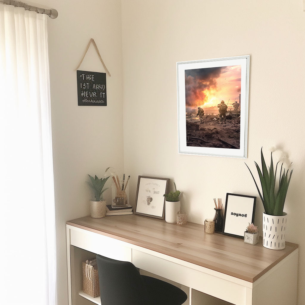 軍隊のシーンのアートポスター机配置イメージ