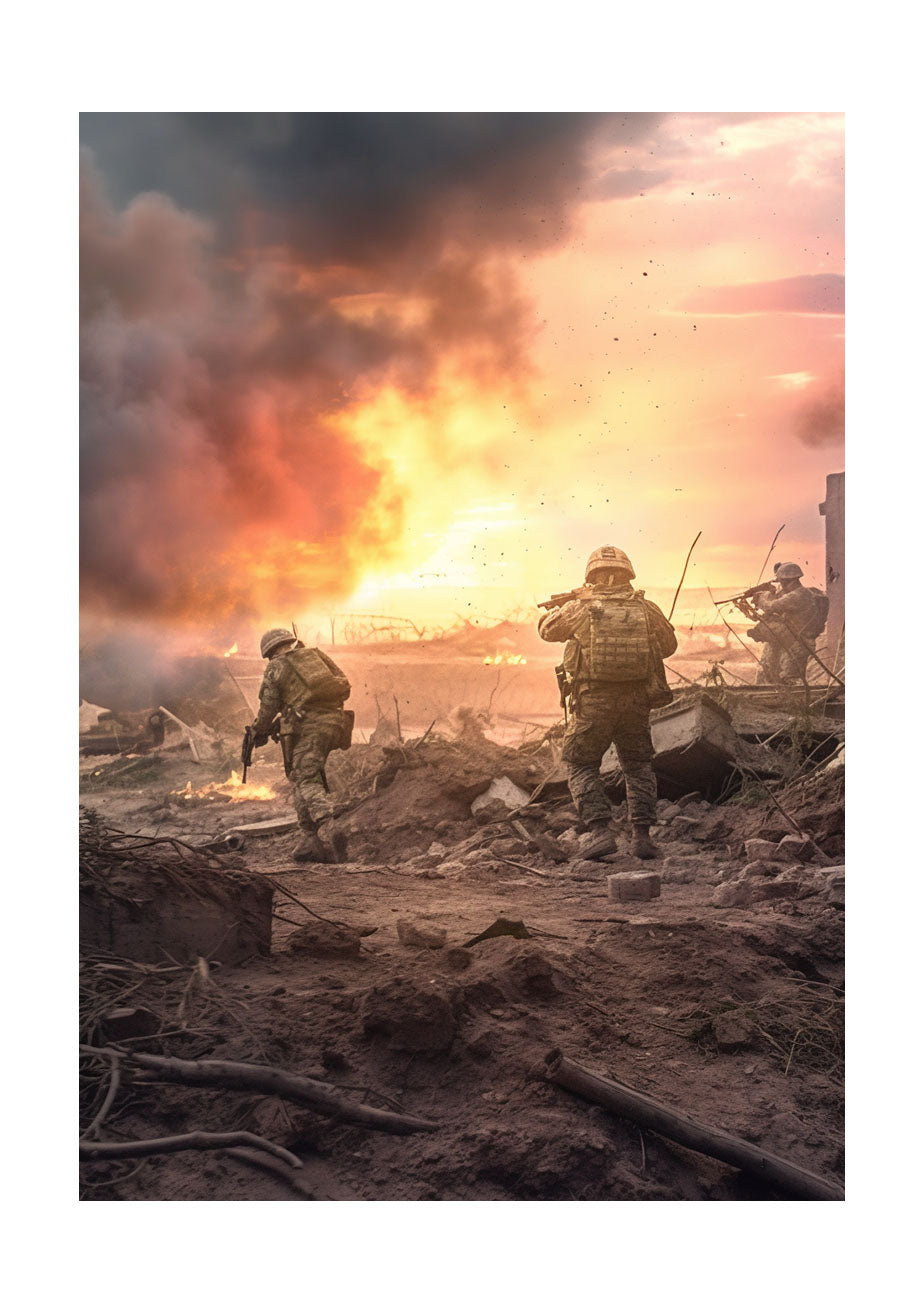 軍隊のシーンのアートポスター原画のみ