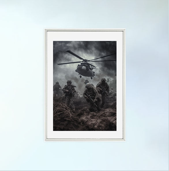 軍隊のシーンのアートポスター銀フレームあり