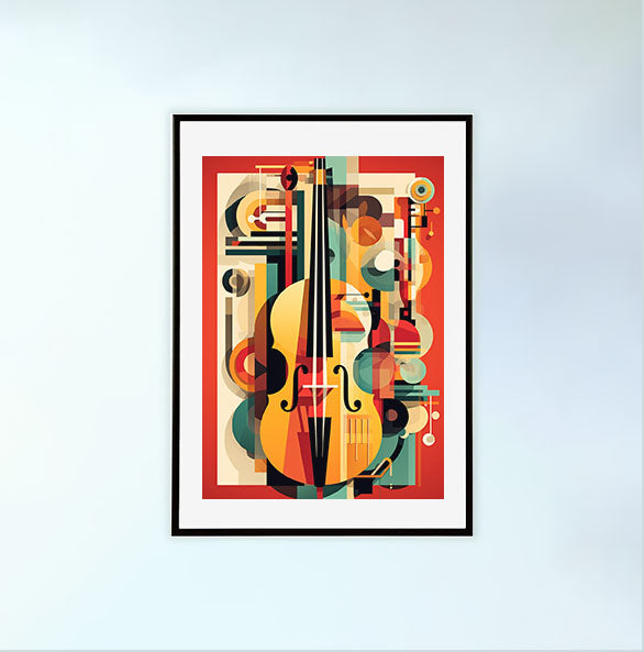 音楽の楽器のアートポスター黒フレームあり