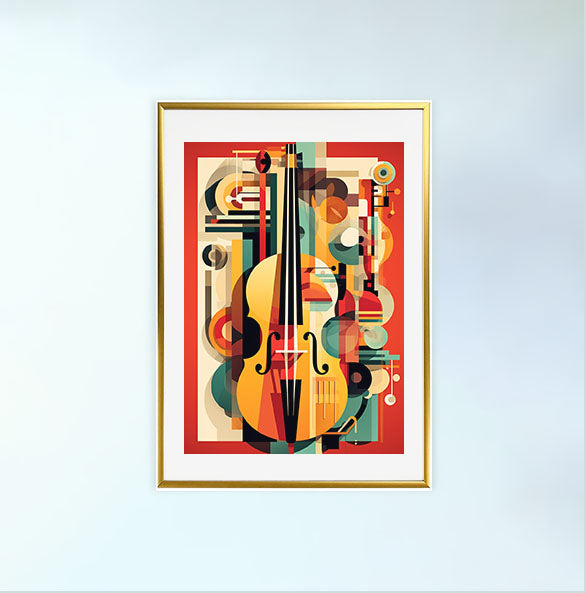 音楽の楽器のアートポスター金フレームあり