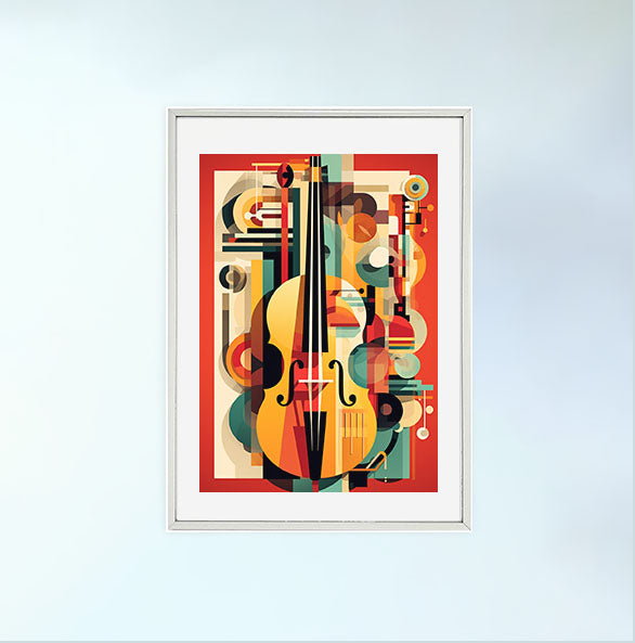 音楽の楽器のアートポスター銀フレームあり
