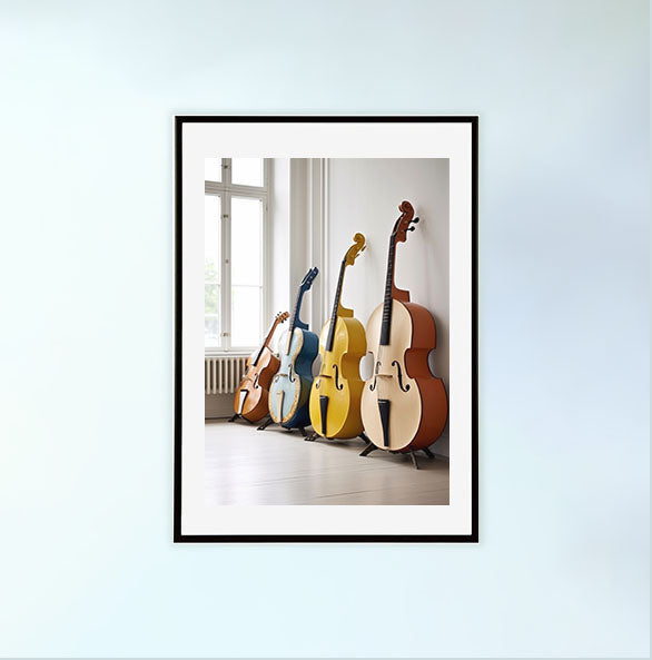 音楽の楽器のアートポスター黒フレームあり