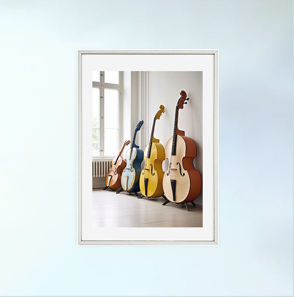 音楽の楽器のアートポスター銀フレームあり