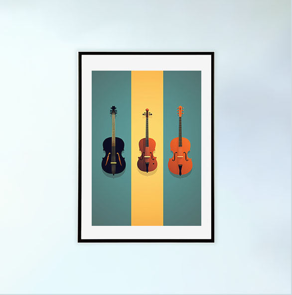 音楽の楽器のアートポスター黒フレームあり