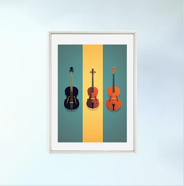 音楽の楽器のアートポスター銀フレームあり