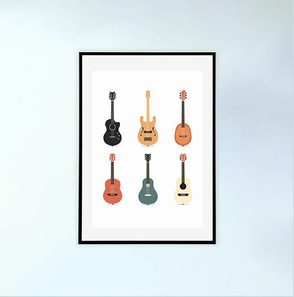音楽の楽器のアートポスター黒フレームあり