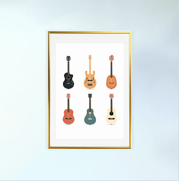 音楽の楽器のアートポスター金フレームあり