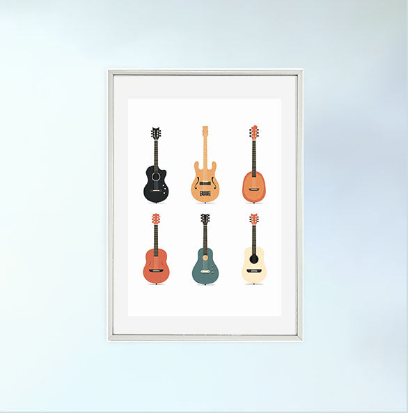音楽の楽器のアートポスター銀フレームあり