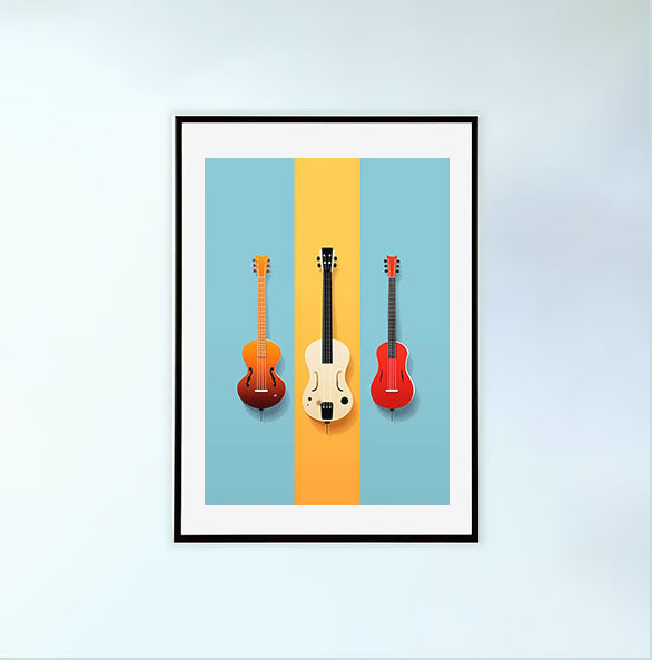 音楽の楽器のアートポスター黒フレームあり