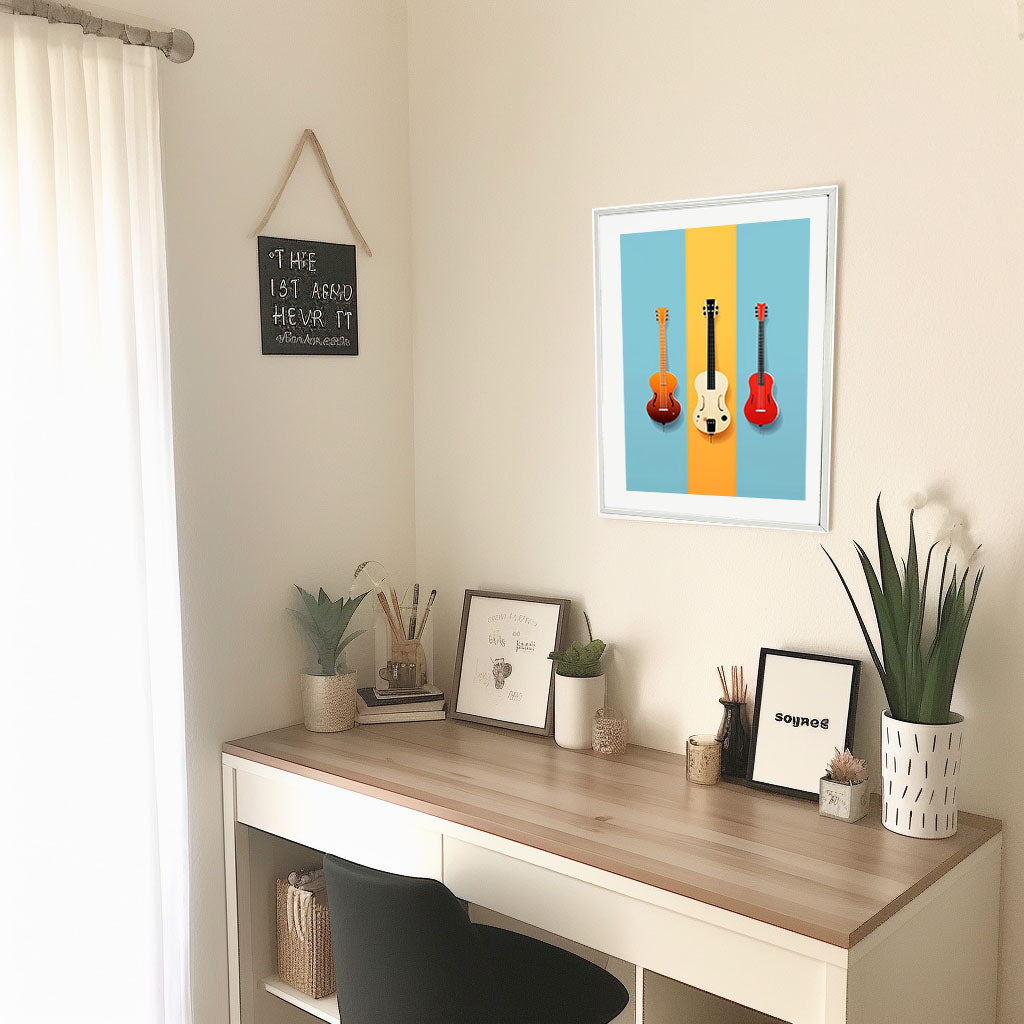 音楽の楽器のアートポスター机配置イメージ