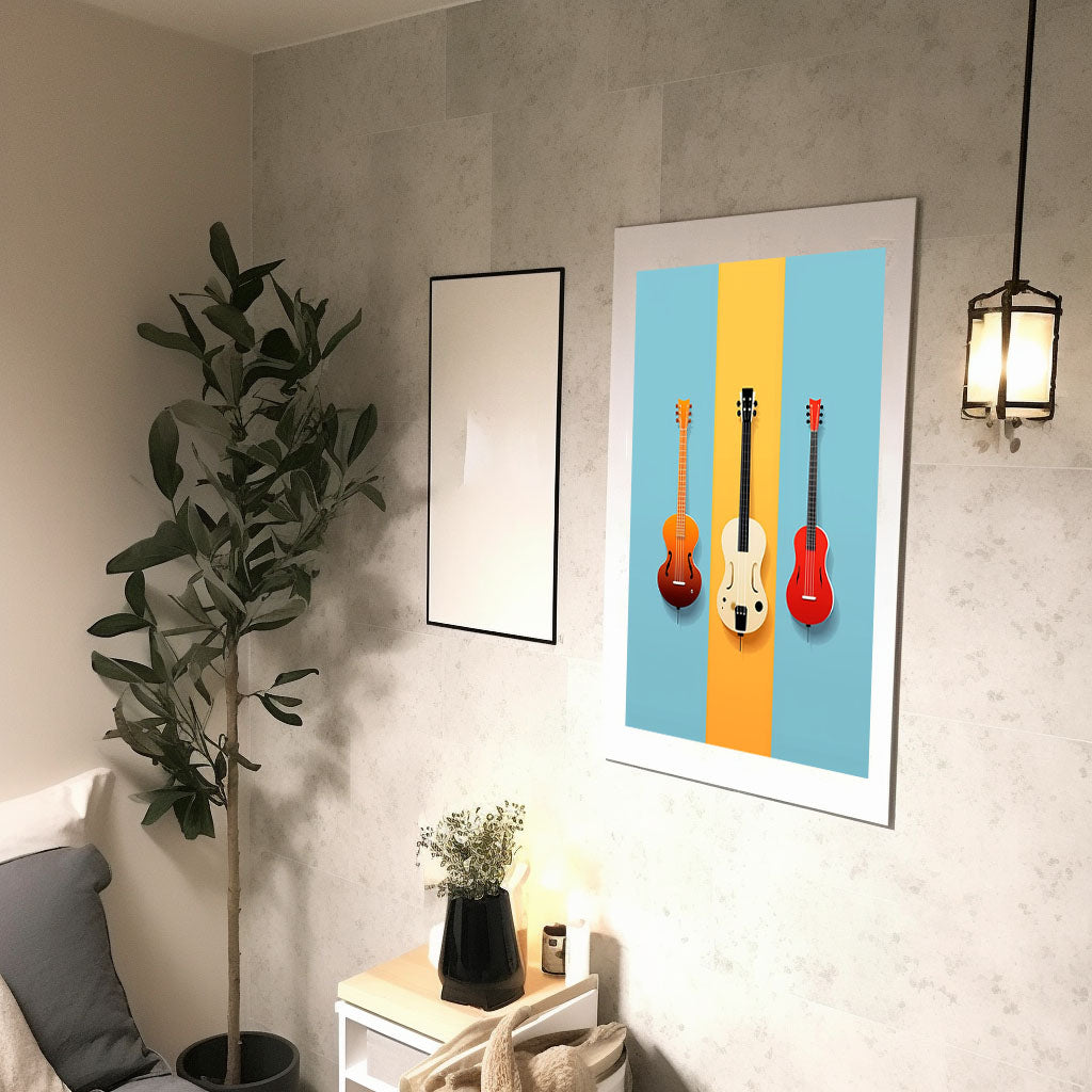 音楽の楽器のアートポスター廊下配置イメージ