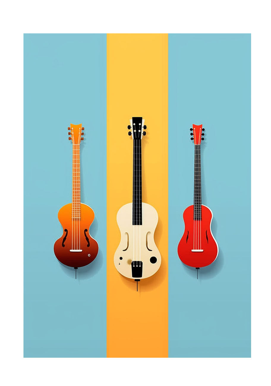 音楽の楽器のアートポスター原画のみ
