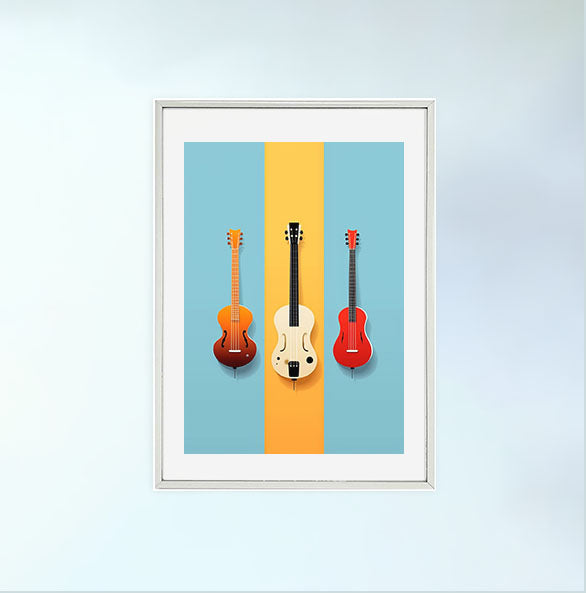 音楽の楽器のアートポスター銀フレームあり