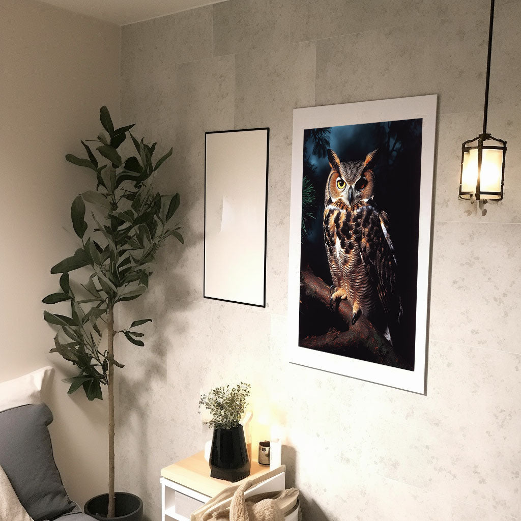 ミステリアスオウルのアートポスター廊下配置イメージ