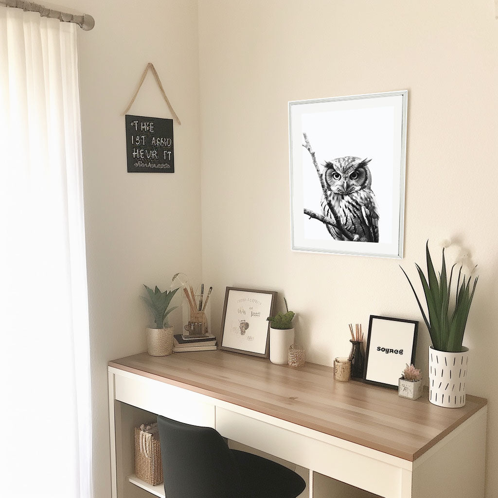 ミステリアスオウルのアートポスター机配置イメージ