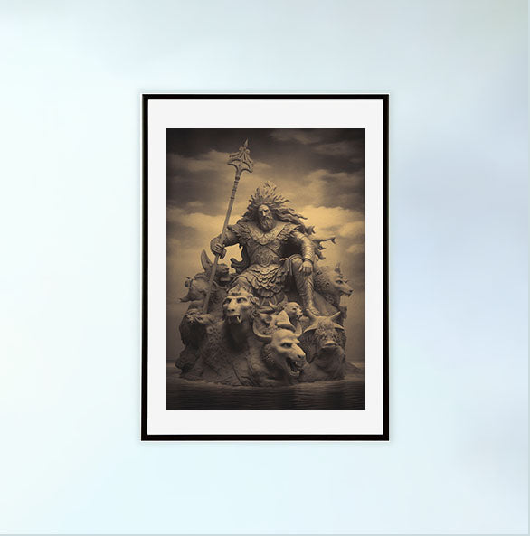 神話の神々のアートポスター黒フレームあり