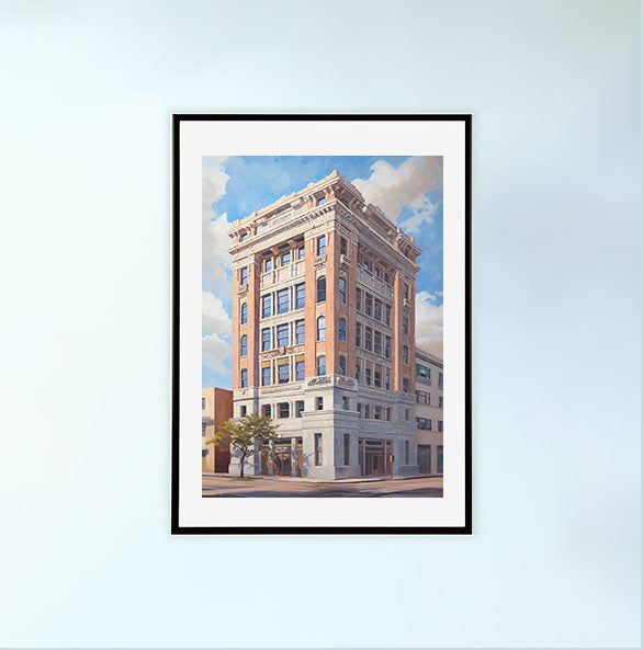 新しい建物のアートポスター黒フレームあり