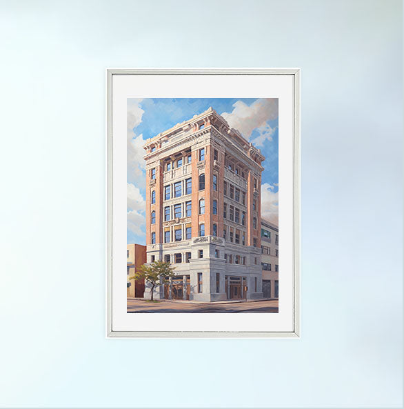 新しい建物のアートポスター銀フレームあり