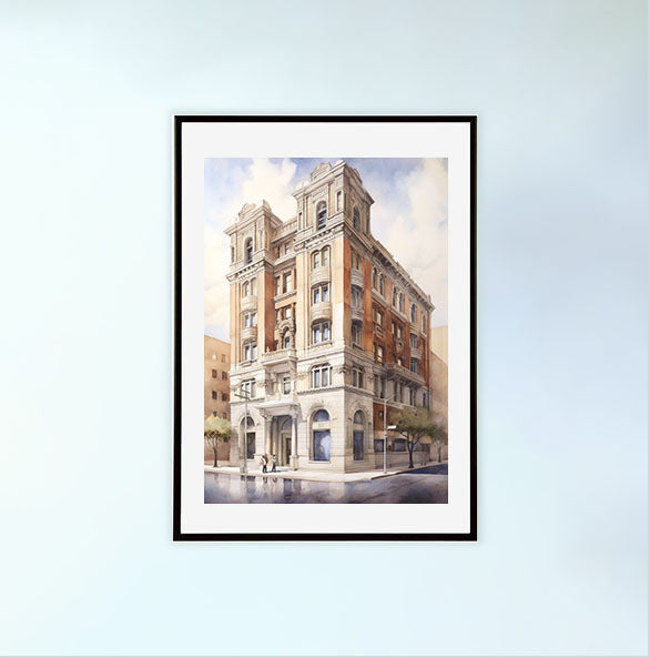 新しい建物のアートポスター黒フレームあり