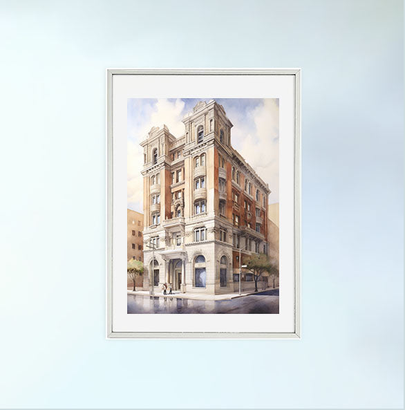 新しい建物のアートポスター銀フレームあり