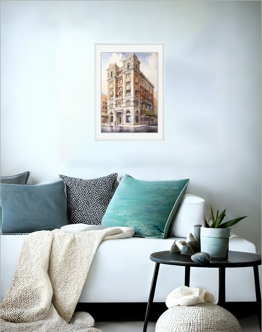 新しい建物のアートポスターソファ配置イメージ