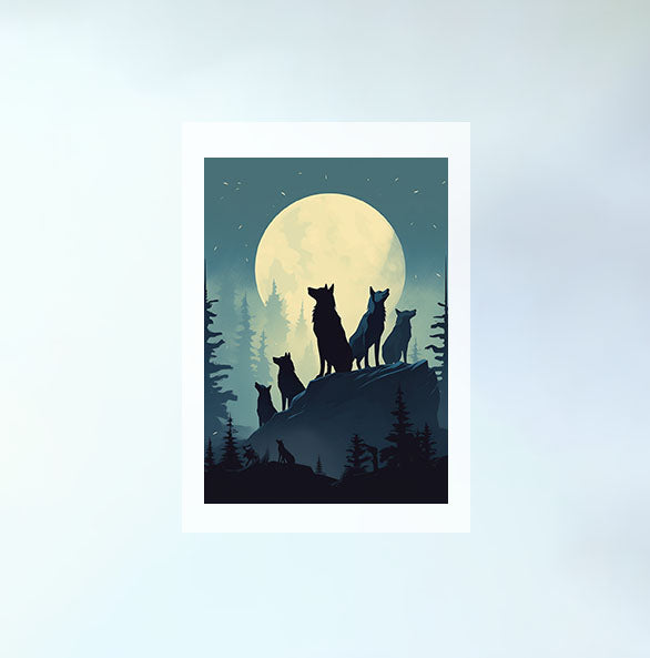 ナイトタイム・ウルフのアートポスター原画のみ設置イメージ