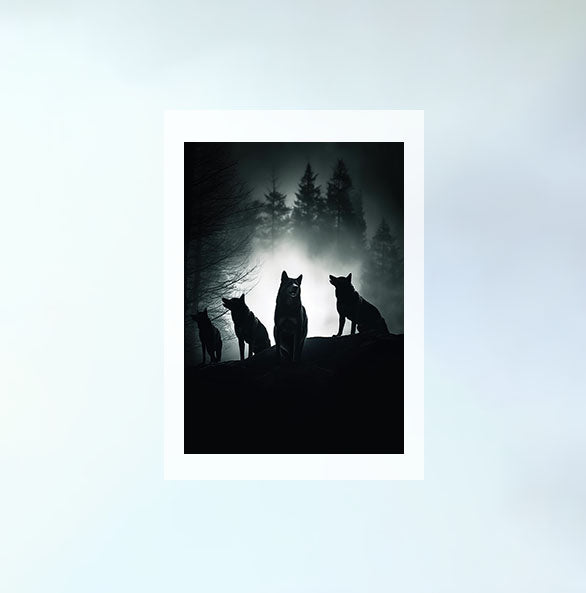 ナイトタイム・ウルフのアートポスター原画のみ設置イメージ