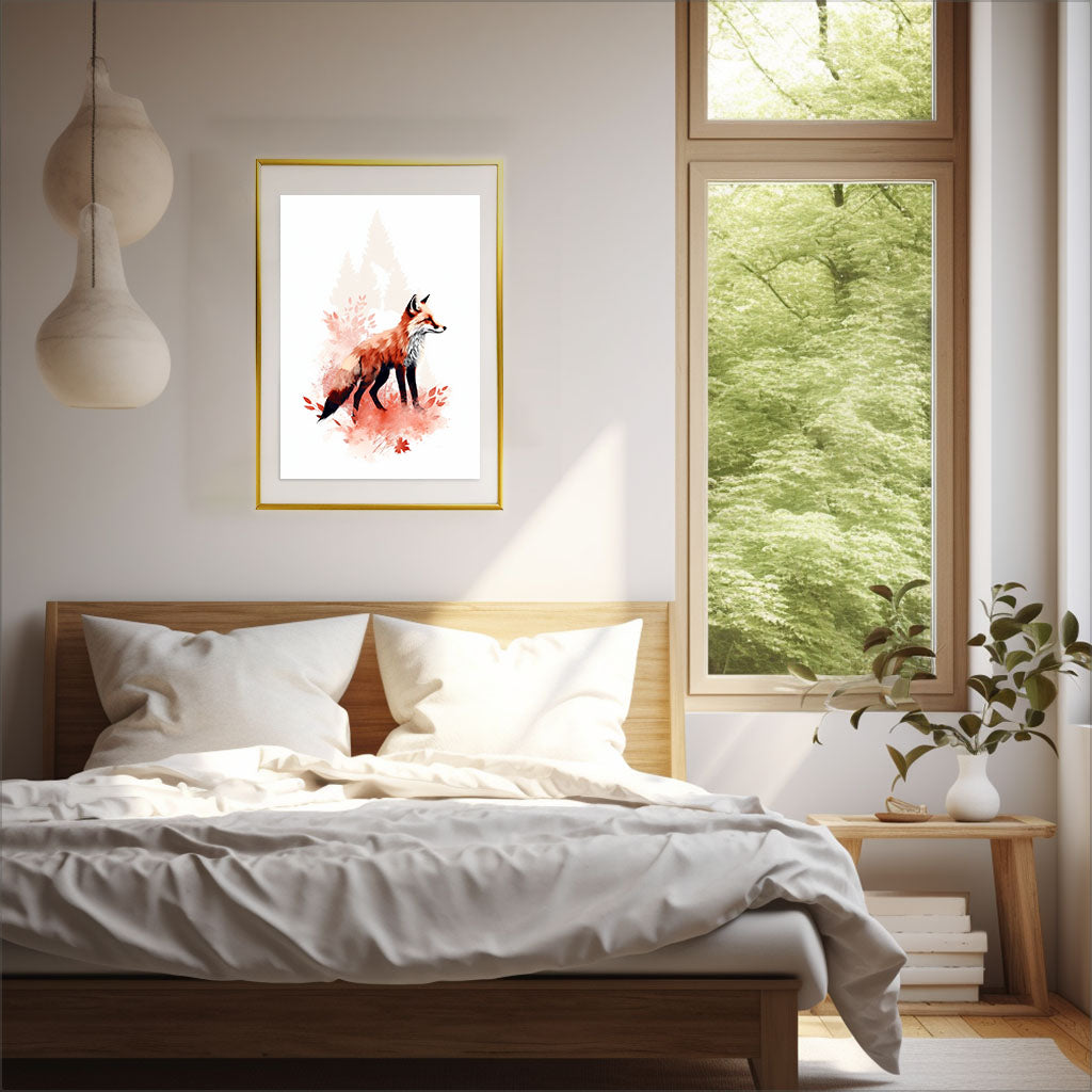 ノーブルホースのアートポスター寝室配置イメージ