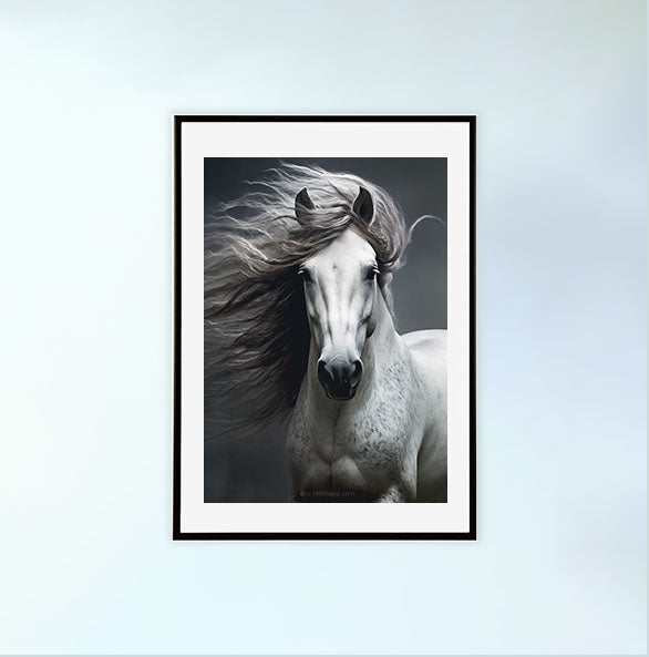 ノーブルホースのアートポスター黒フレームあり