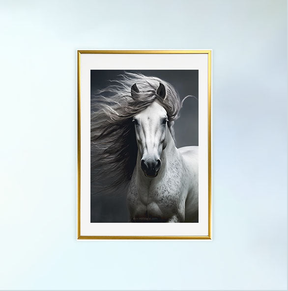 ノーブルホースのアートポスター金フレームあり