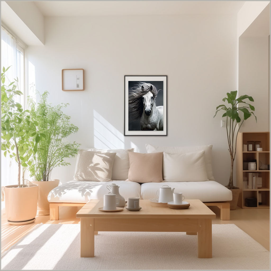 ノーブルホースのアートポスターリビング配置イメージ