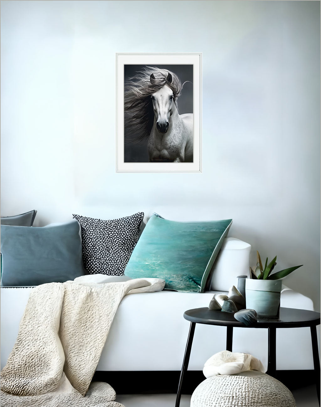 ノーブルホースのアートポスターソファ配置イメージ