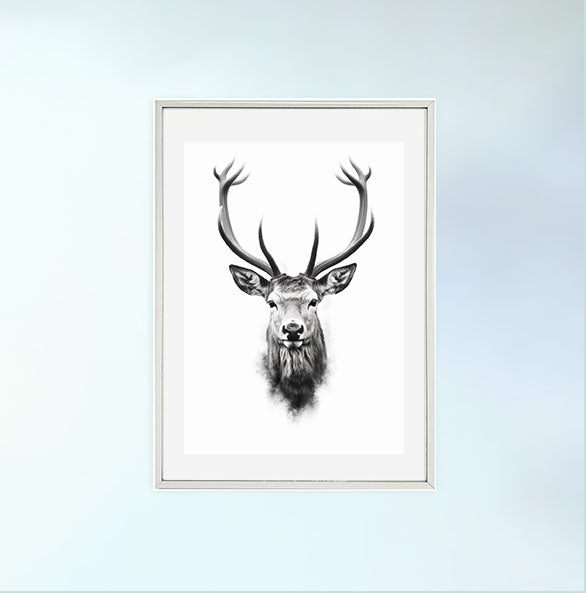 ノーブルスタッグのアートポスター銀フレームあり