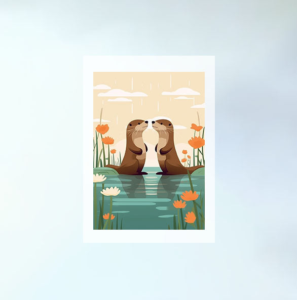 遊び心のあるラッコのアートポスター原画のみ設置イメージ