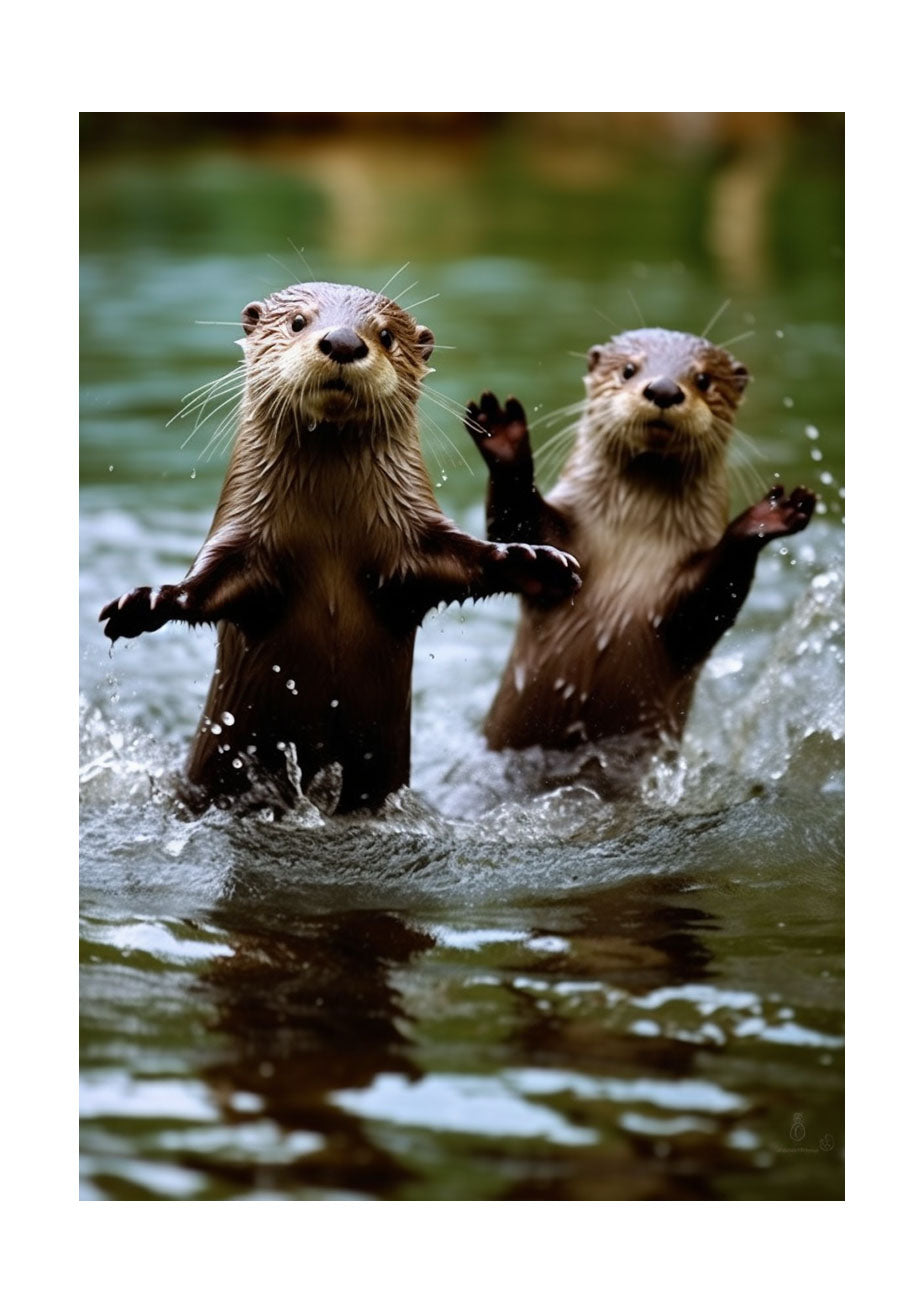 遊び心のあるカワウソのアートポスター原画のみ