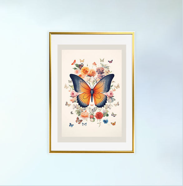 プリズム・バタフライ・ガーデンのアートポスター金フレームあり