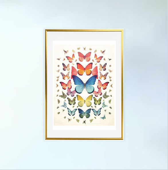 プリズム・バタフライ・ガーデンのアートポスター金フレームあり
