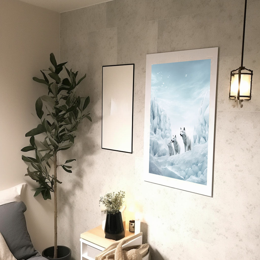 原始的な北極圏のオオカミのアートポスター廊下配置イメージ