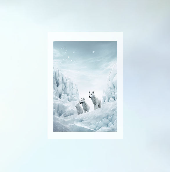 原始的な北極圏のオオカミのアートポスター原画のみ設置イメージ