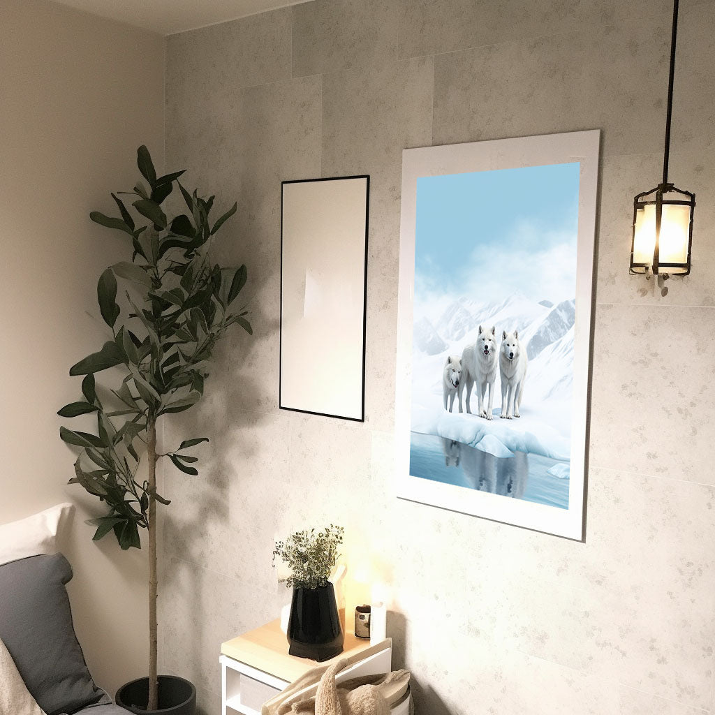 原始的な北極圏のオオカミのアートポスター廊下配置イメージ