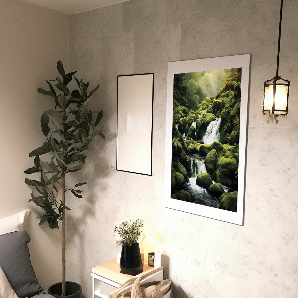 原始的な滝のアートポスター廊下配置イメージ