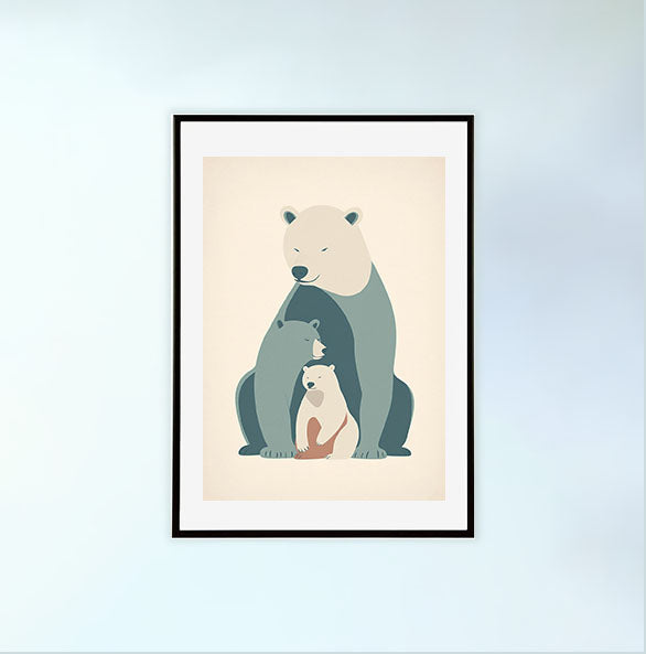 保護者であるマザーベアのアートポスター黒フレームあり