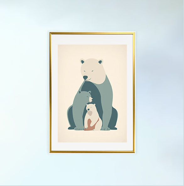 保護者であるマザーベアのアートポスター金フレームあり