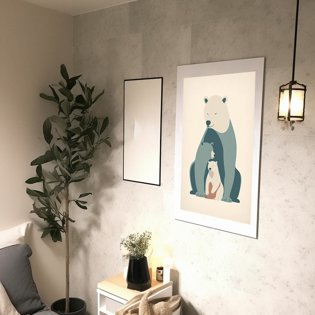 保護者であるマザーベアのアートポスター廊下配置イメージ