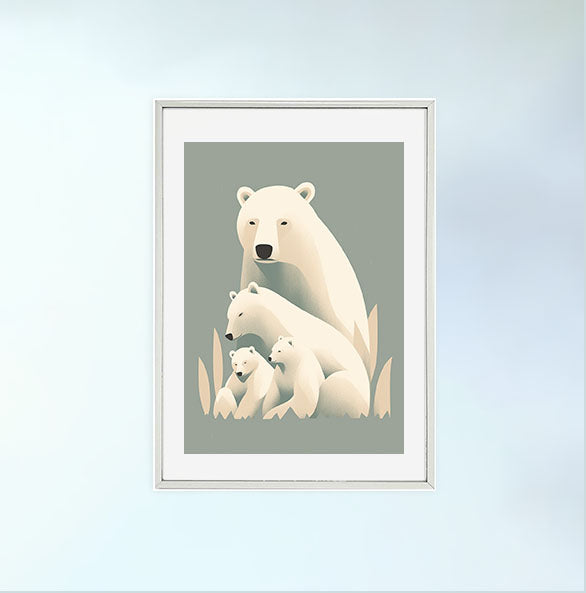 保護者であるマザーベアのアートポスター銀フレームあり