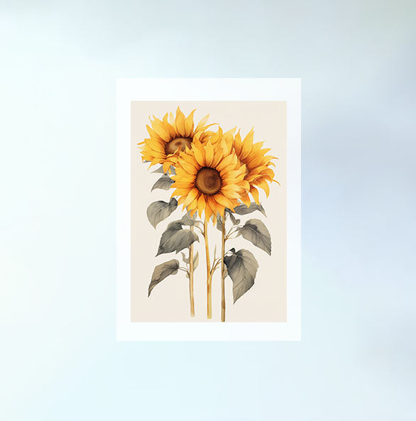 放射状に広がるひまわりのアートポスター原画のみ設置イメージ