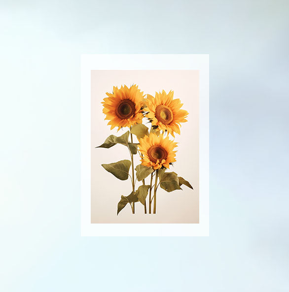 放射状に広がるひまわりのアートポスター原画のみ設置イメージ