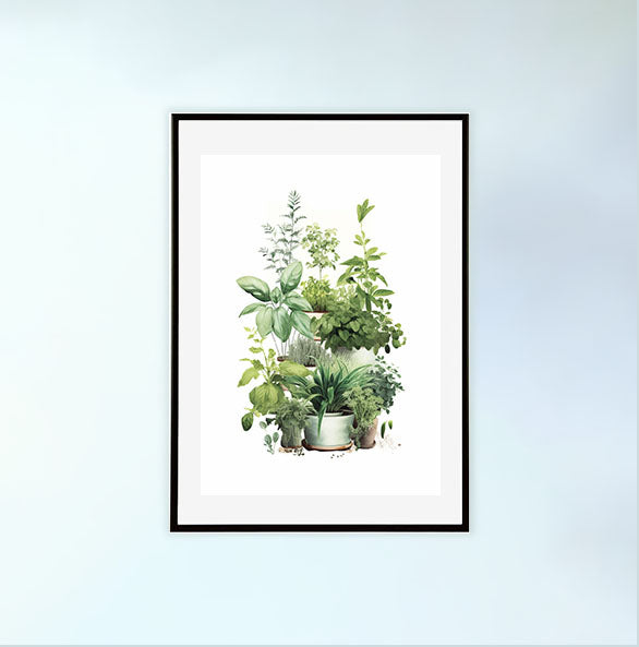 ラスティックハーブガーデンのアートポスター黒フレームあり